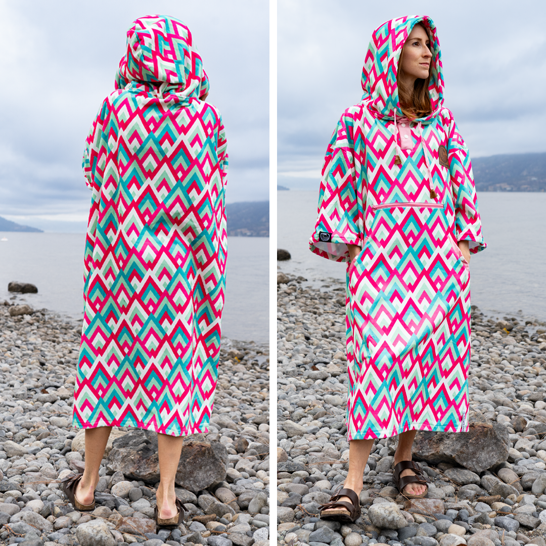 Front and back photo of outdoor changing poncho